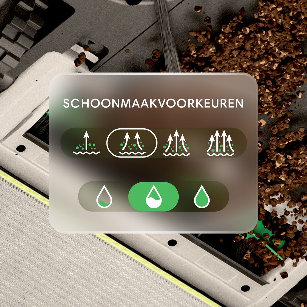 4 zuigkrachtniveaus. 3 dweilniveaus